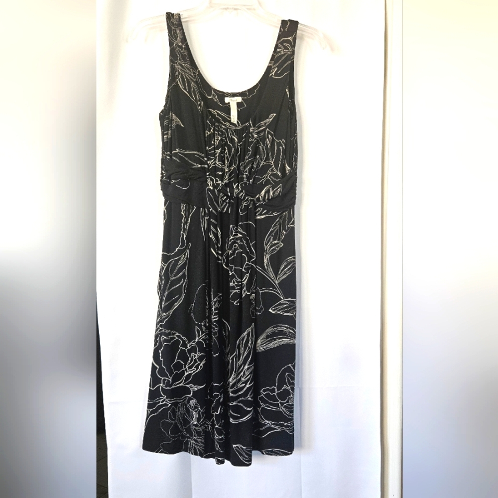 Soma Black Rose Pattern Rayon Mini‎ Dress Size Small